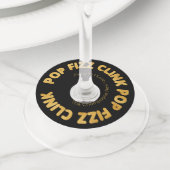 Moderne Typografie Pop Fizz Clink Oudejaarsavond W Wijnglaslabel (Dichtbij)