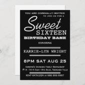 Moderne Typografie Poster Style Sweet 16 Party Kaart (Voorkant / Achterkant)