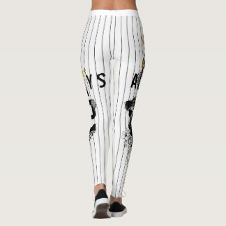 Moderne typografie print leggings met zwarte stree