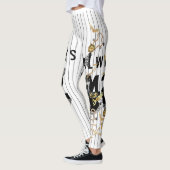 Moderne typografie print leggings met zwarte stree (Links)