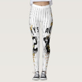 Moderne typografie print leggings met zwarte stree (Voorkant)