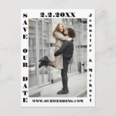 Moderne typografie QR Code 2 Foto Sla de datum op Aankondigingskaart (Voorkant)