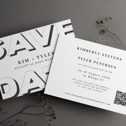 Moderne typografie QR CODE bruiloft Save The Date
