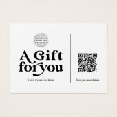 Moderne Typografie QR-code Cadeaubon Visitekaartje (Voorkant)
