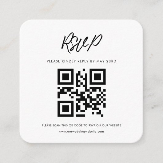 Moderne typografie QR code RSVP respons Informatiekaartje (Voorkant)