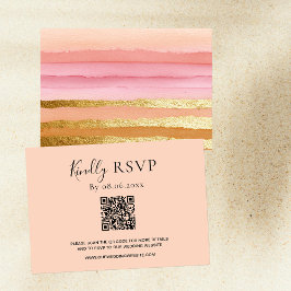 Moderne Typografie QR Code Sunset Gold Wedding RSVP Kaartje