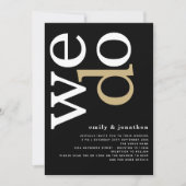 Moderne typografie QR Code White Gold Black Weddin Kaart (Voorkant)