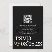 Moderne typografie QR Code White Gold Black Weddin Kaart (Achterkant)