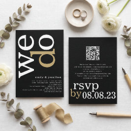 Moderne typografie QR-code witte goud zwarte bruil Kaart