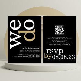 Moderne typografie QR-code witte goud zwarte bruil Kaart