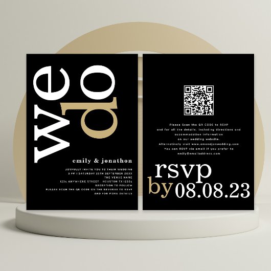 Moderne typografie QR-code witte goud zwarte bruil Kaart