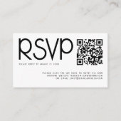 Moderne Typografie QR Code Zwart Wit Bruiloft RSVP Informatiekaartje (Voorkant)