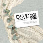 Moderne Typografie QR Code Zwart Wit Bruiloft RSVP Informatiekaartje