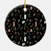 Moderne Typografie Red Berry krans Kerstmis Keramisch Ornament (Achterkant)