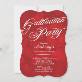 Moderne Typografie Red Bokeh Graduation Party Kaart