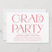 Moderne Typografie Red Graduation Party Kaart (Voorkant)