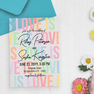 Moderne typografie regenboog letters LGBTQA bruilo Acryl Uitnodigingen