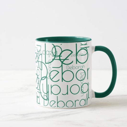 Moderne Typografie Retro Groene Naam Mok (Rechts)