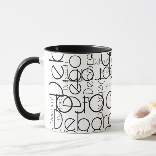 Moderne Typografie Retro zwart-wit Mok (Met donut)