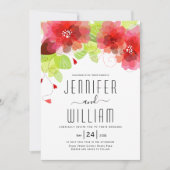 Moderne typografie rode bloemen bloemen bruiloft kaart (Voorkant)