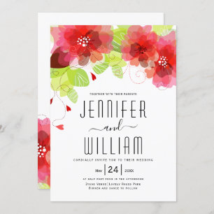 Moderne typografie rode bloemen bloemen bruiloft kaart