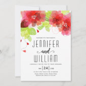 Moderne typografie rode bloemen bloemen bruiloft kaart (Voorkant)