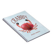 Moderne Typografie Rode Crabby Nautical Cute Notitieboek (Rechterzijde)