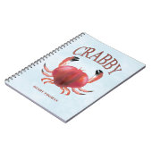 Moderne Typografie Rode Crabby Nautical Cute Notitieboek (Linkerzijde)
