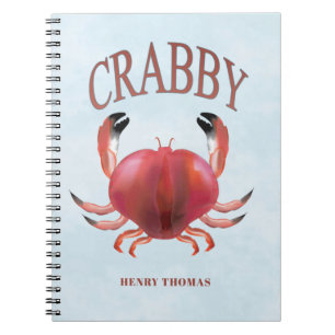 Moderne Typografie Rode Crabby Nautical Cute Notitieboek