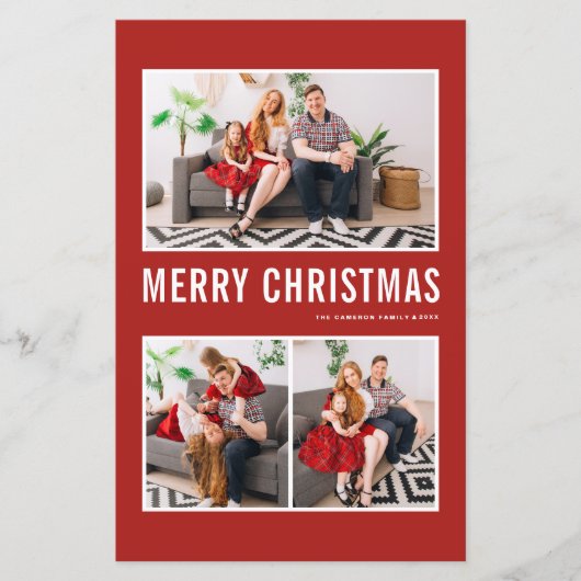 Moderne Typografie Rode Foto Kerstmis Kaart (Voorkant)