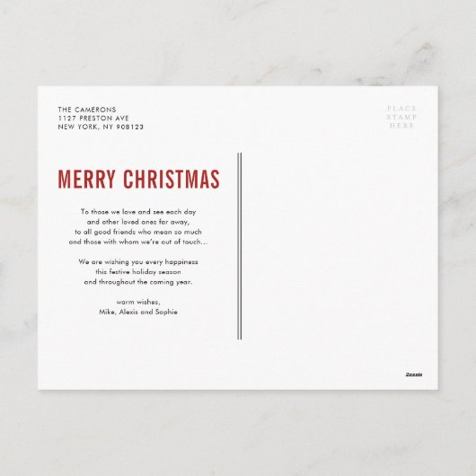 Moderne Typografie Rode Fotocollage Kerstmis Feestdagenkaart (Achterkant)