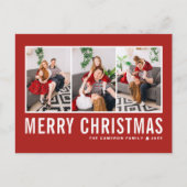 Moderne Typografie Rode Fotocollage Kerstmis Feestdagenkaart (Voorkant)