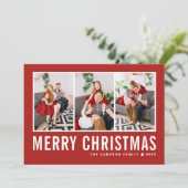 Moderne Typografie Rode Fotocollage Kerstmis Feestdagenkaart (Staand voorkant)