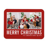 Moderne Typografie Rode Fotocollage Kerstmis Magneet (Horizontaal)