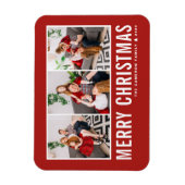 Moderne Typografie Rode Fotocollage Kerstmis Magneet (Verticaal)