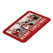 Moderne Typografie Rode Fotocollage Kerstmis Magneet (Linkerzijde)