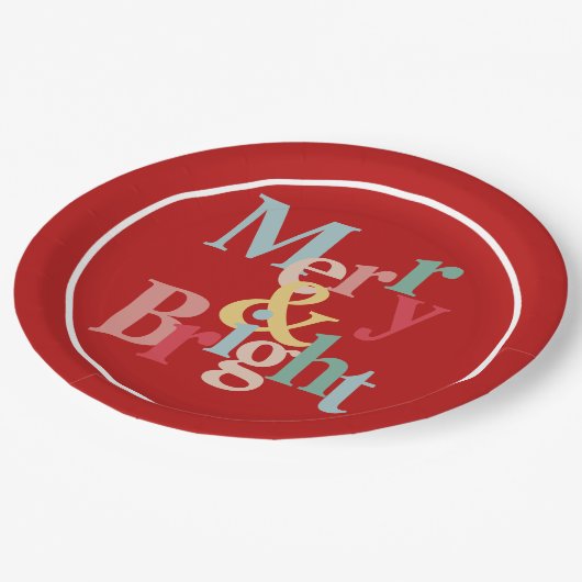 Moderne typografie rode kerst papieren bordje (Gekanteld)