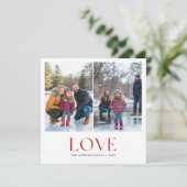 Moderne typografie Rode Liefde Valentijnsdag Famil Feestdagenkaart (Staand voorkant)