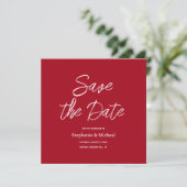 Moderne typografie - Rode Roos Save The Date (Staand voorkant)