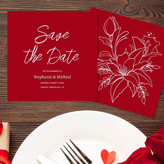 Moderne typografie - Rode Roos Save The Date