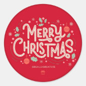 Moderne typografie Rode vrolijk kerstfeest  Ronde Sticker (Voorkant)