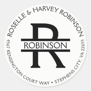 Moderne Typografie Ronde Circulaire naam en adres Sticker