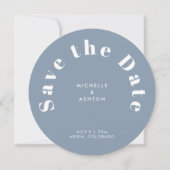 Moderne Typografie Ronde Cirkel Stusty Blue Save The Date (Voorkant)