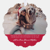 Moderne Typografie Rood 2 Foto Kerstmis Ornament Kaart (Achterkant)