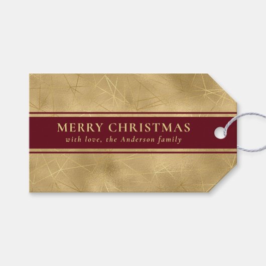 Moderne Typografie Rood en Faux Goud Kerstmis Cadeaulabel (Voorkant (Horizontaal))
