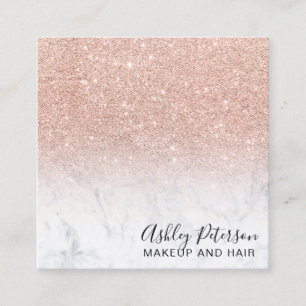 moderne typografie roos goud glitter marmer vierkante visitekaartje