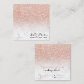 moderne typografie roos goud glitter marmer vierkante visitekaartje (Voorkant / Achterkant)