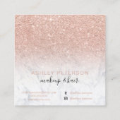 moderne typografie roos goud glitter marmer vierkante visitekaartje (Achterkant)
