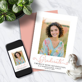 Moderne Typografie Roze Afstuderen Foto Aankondiging