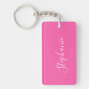 Moderne typografie roze gepersonaliseerd sleutelhanger